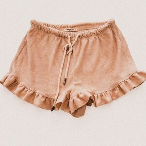 Cream Terry Ruffle Shorts – Soft Girl Lounge Aesthetic (Size S)